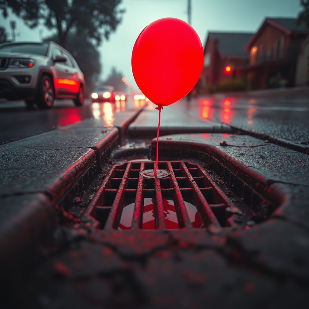 A low-angle shot of a roadside drainage on the side of a rai